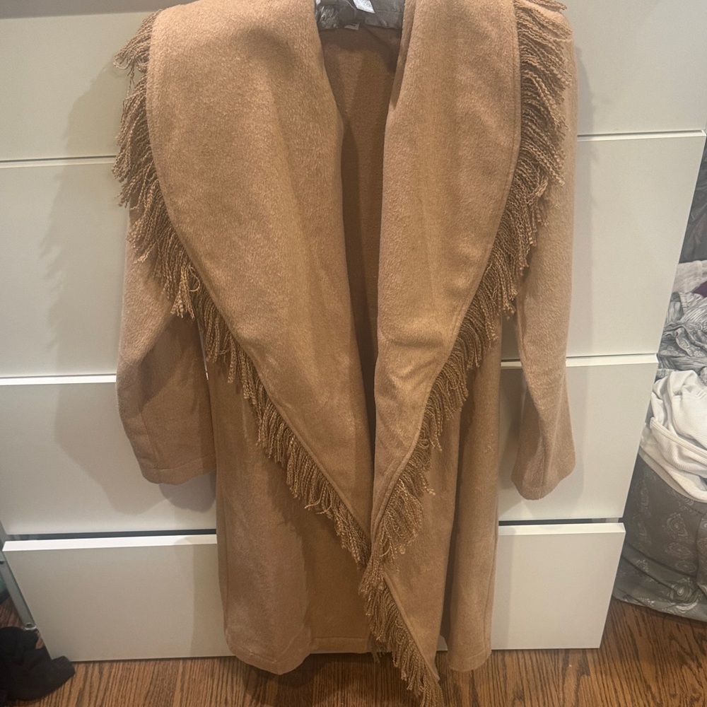 BB Dakota by Steve Madden Tan Fringed Trench Coat